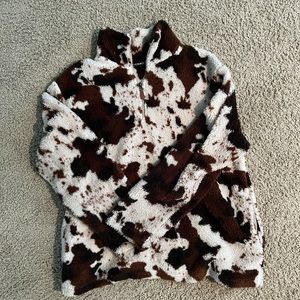 Cow print fleece sweatshirt